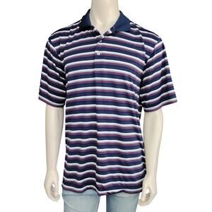 George Polo Shirt Size Large Blue and Purple Stripes Short Sleeve